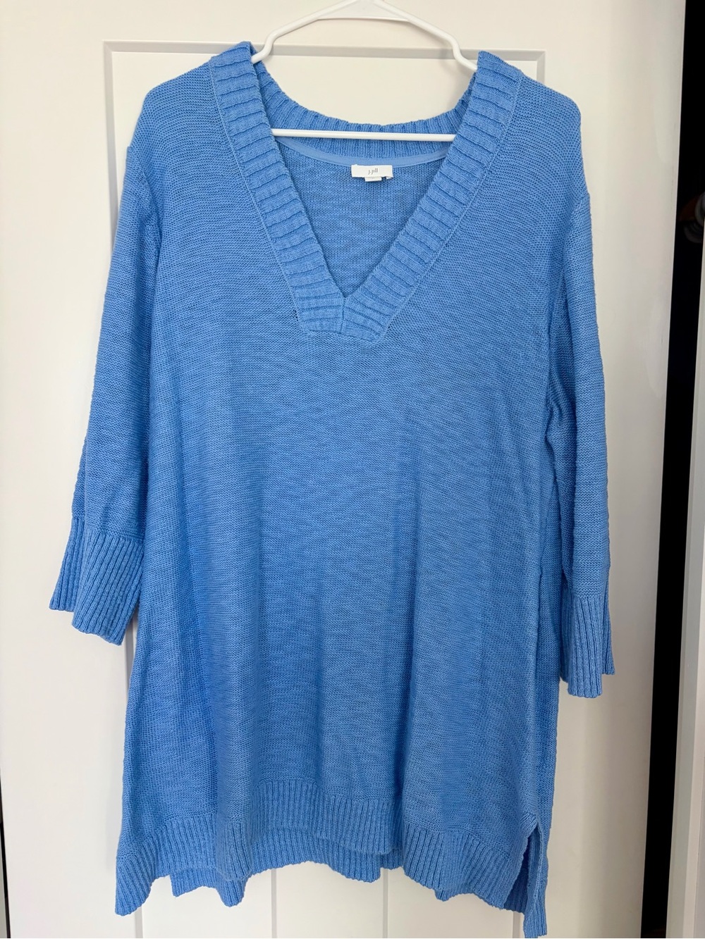 J. Jill Sky Blue V-Neck Knit Tunic Sweater